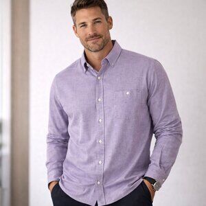 Ted Baker Laavato Button Down Shirt Mens XXL Lavender Linen Blend